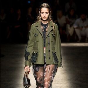 Coach 1941 Western Military Goat Leather Fringe Studded Patch Jacket Size 00